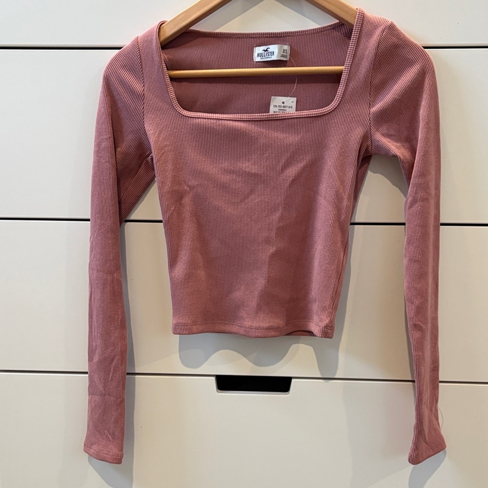 Hollister Mauve Long Sleeve Crop Top